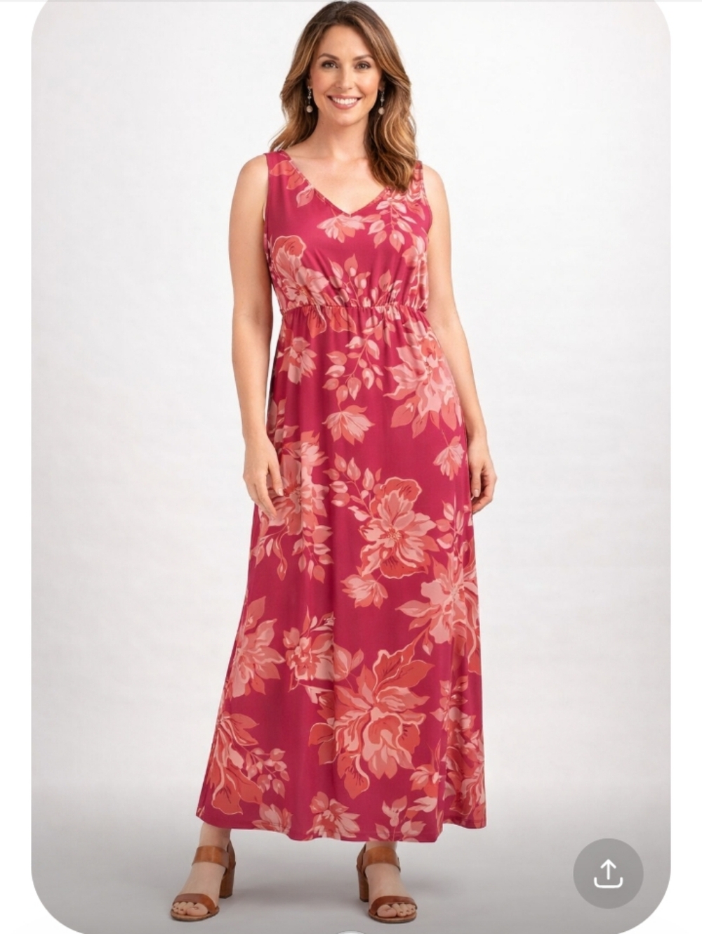 Coldwater Creek Pink Floral Midi Maxi Dress PL NWT Sleeveless